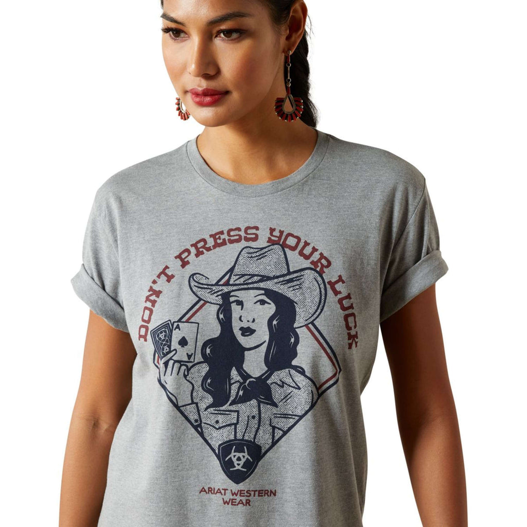 Ariat T-Shirt Don't Press Your Luck Femme Ice Blue