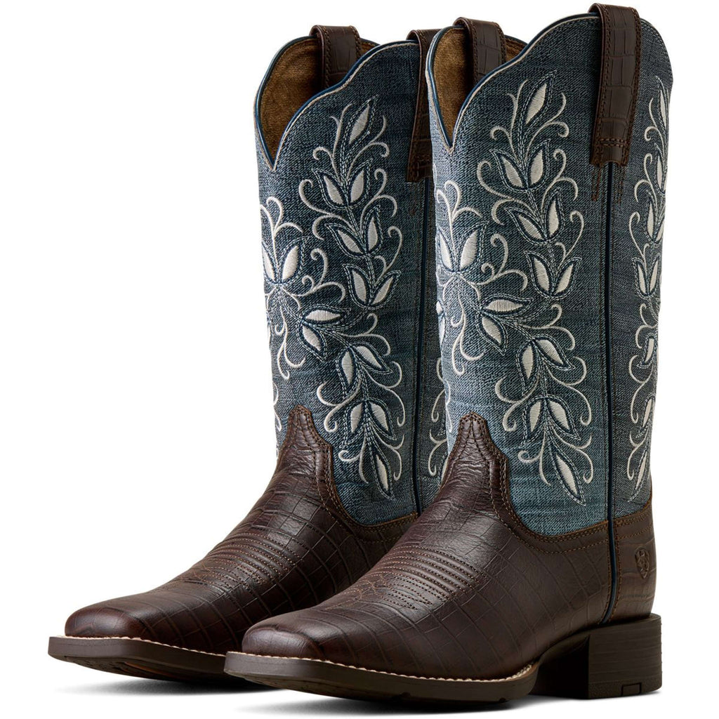 Ariat Bottes Western Round Up Holly Femme Chocolate Croc