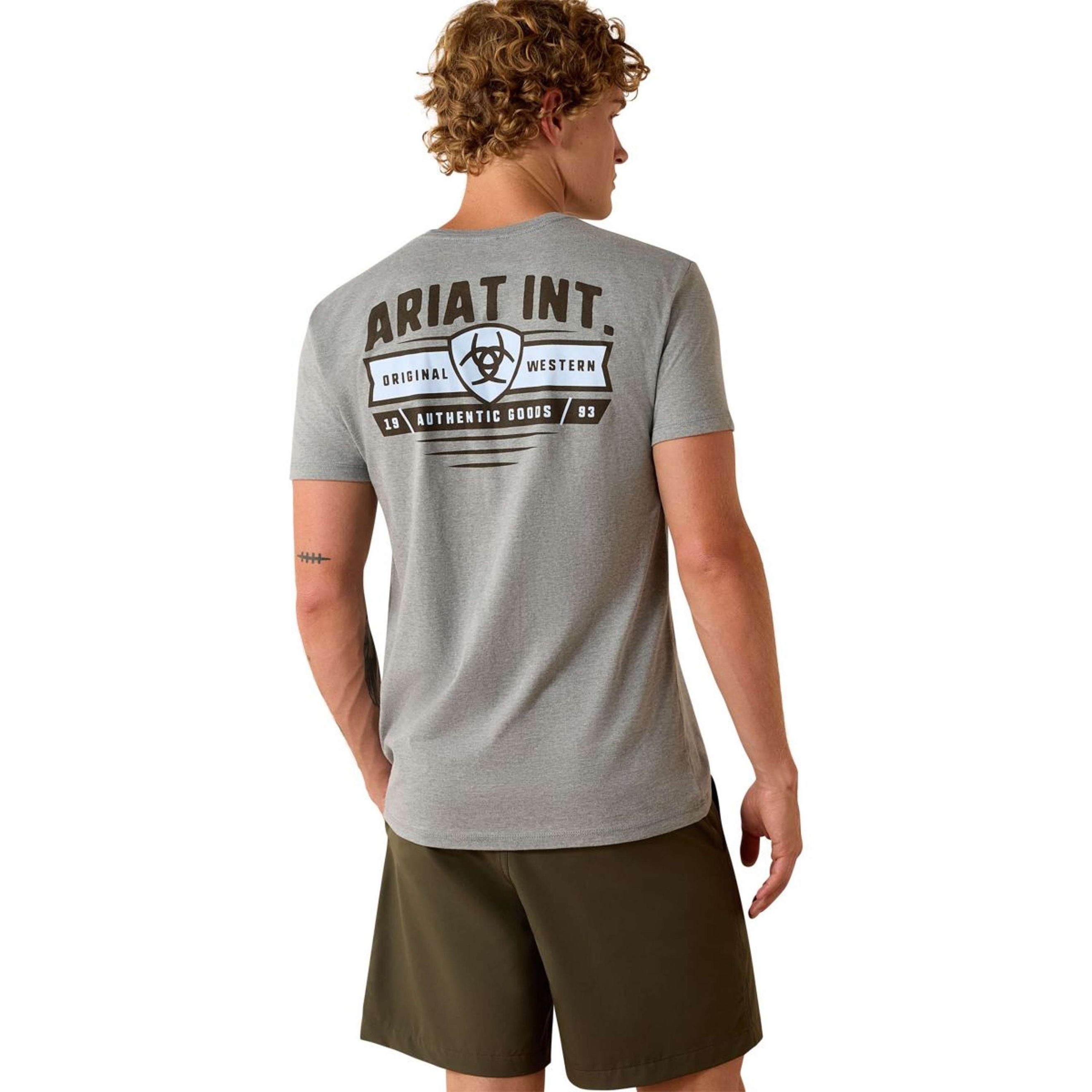 Ariat T-Shirt Banner Badge Hommes Gris