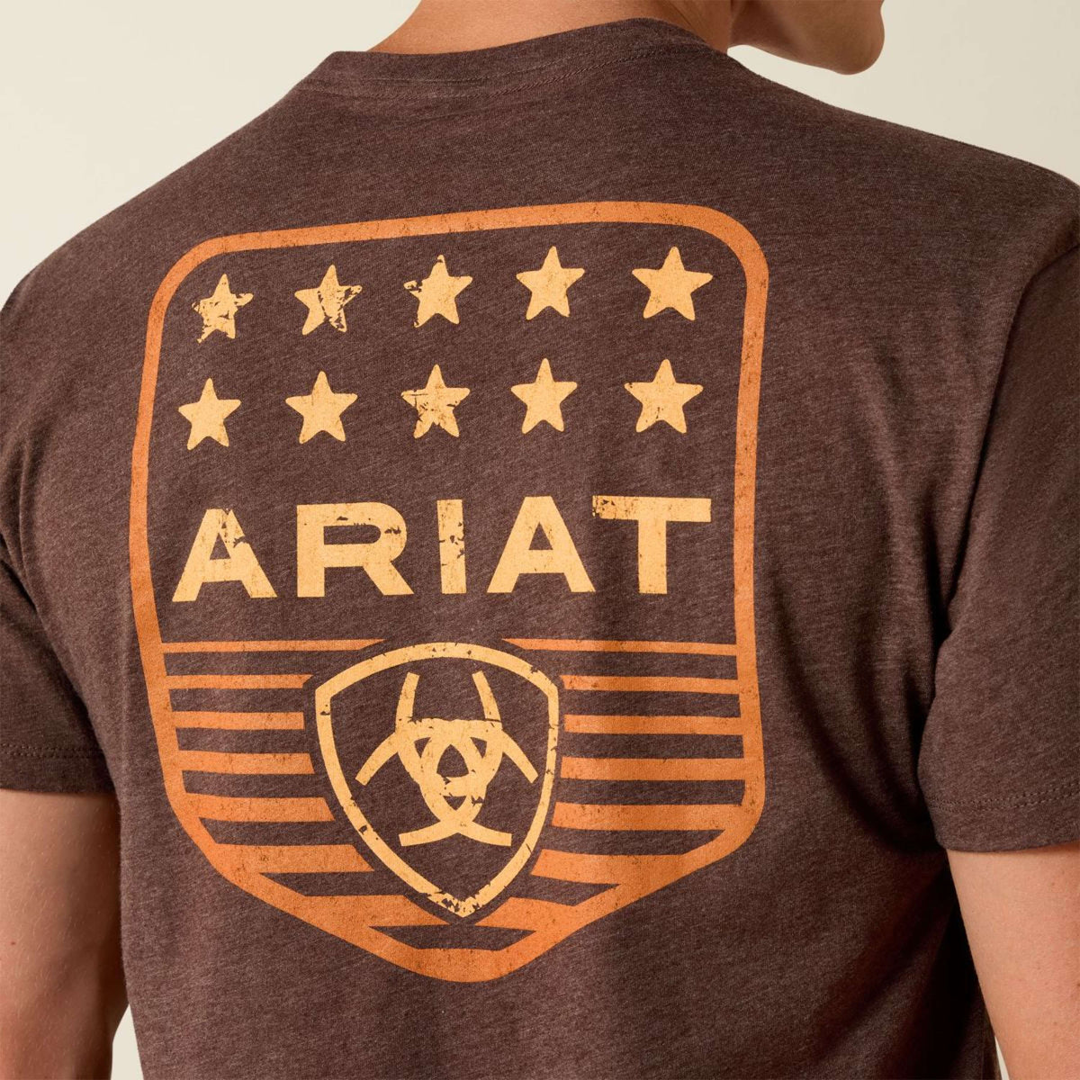 Ariat T-Shirt Strip Patriotic Badge Tee Hommes Brown Heather