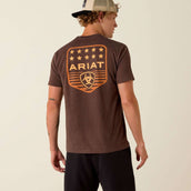 Ariat T-Shirt Strip Patriotic Badge Tee Hommes Brown Heather