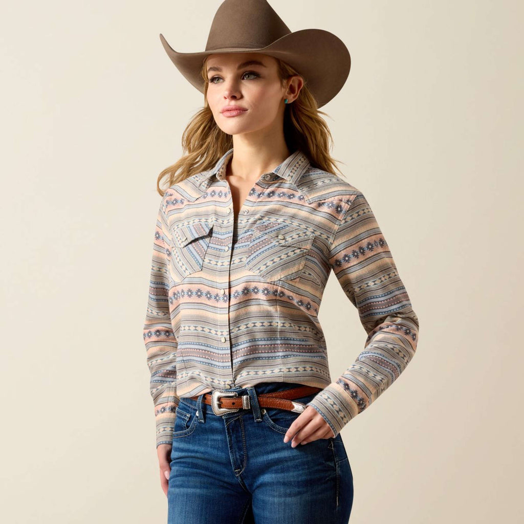 Ariat Blouse Arizona Western Femme Ombre Blue Southwest