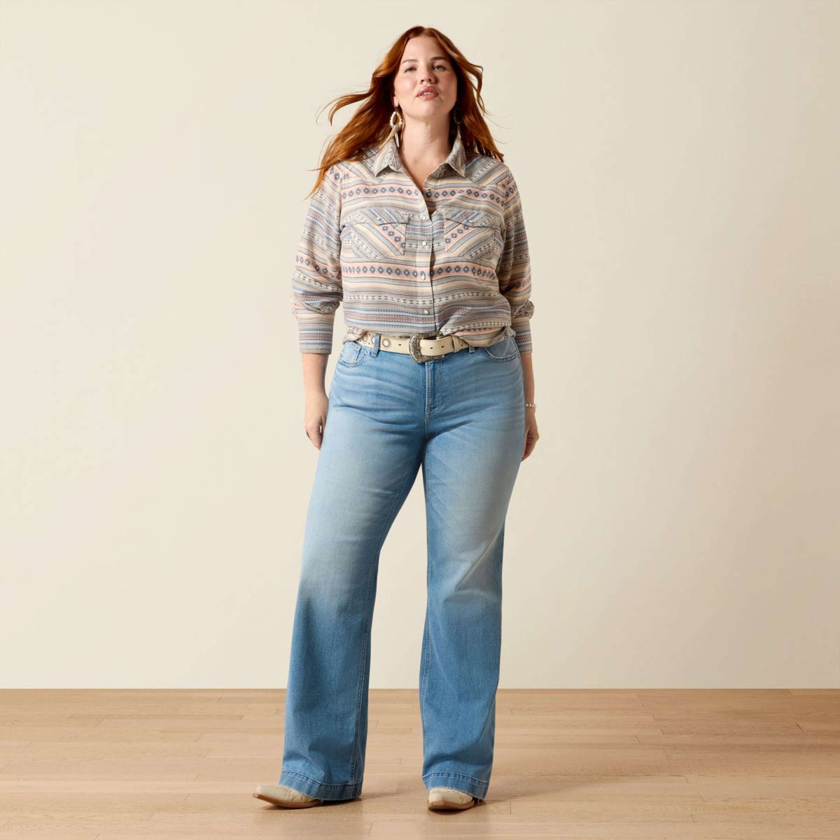 Ariat Blouse Arizona Western Femme Ombre Blue Southwest
