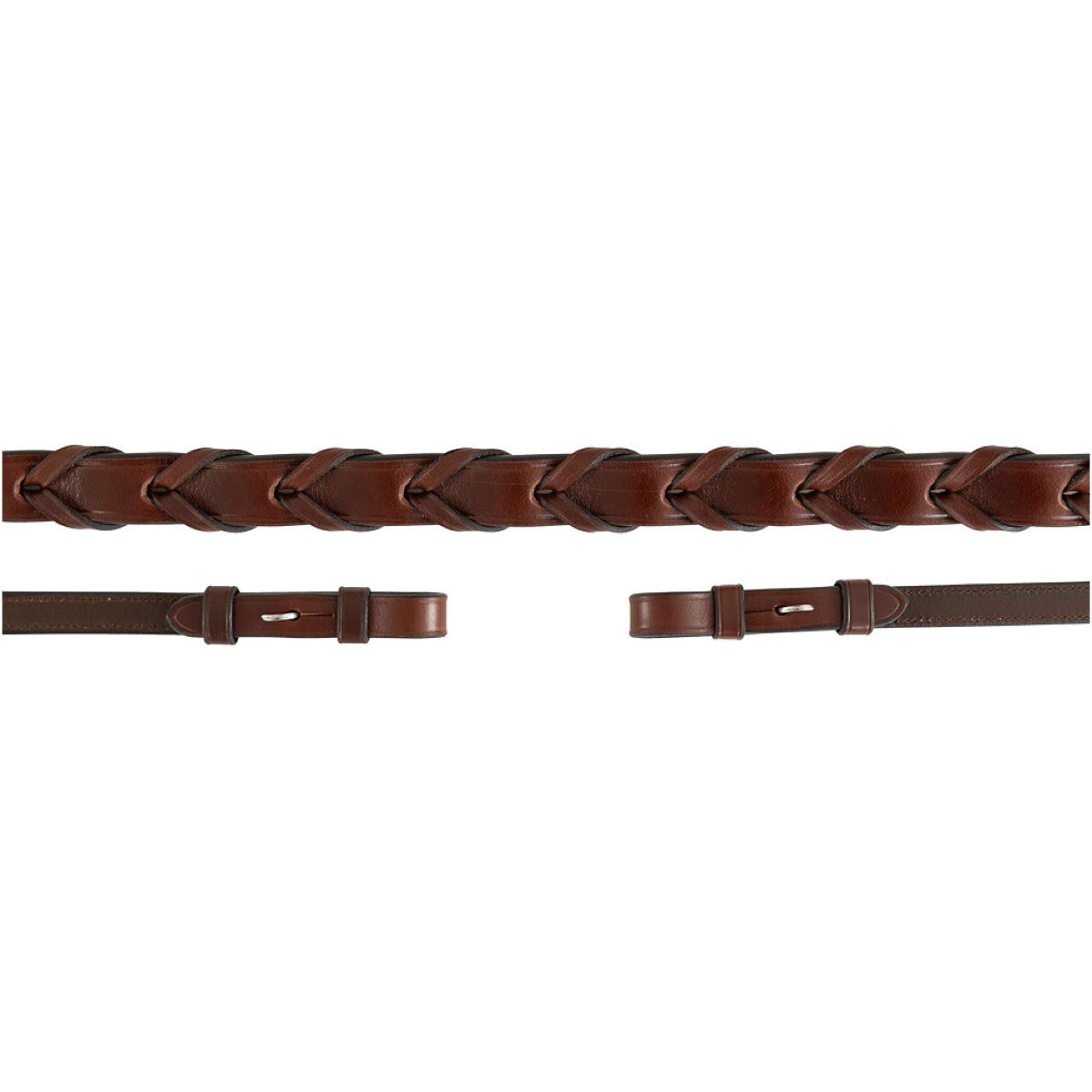 BR Rênes Hunter Cuir Tressé Oak/Silver