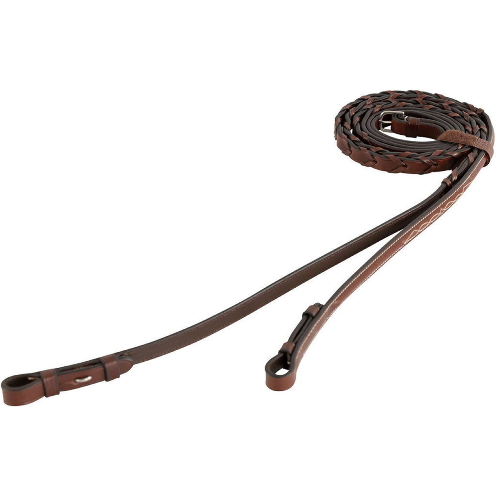BR Rênes Hunter Cuir Tressé Oak/Silver