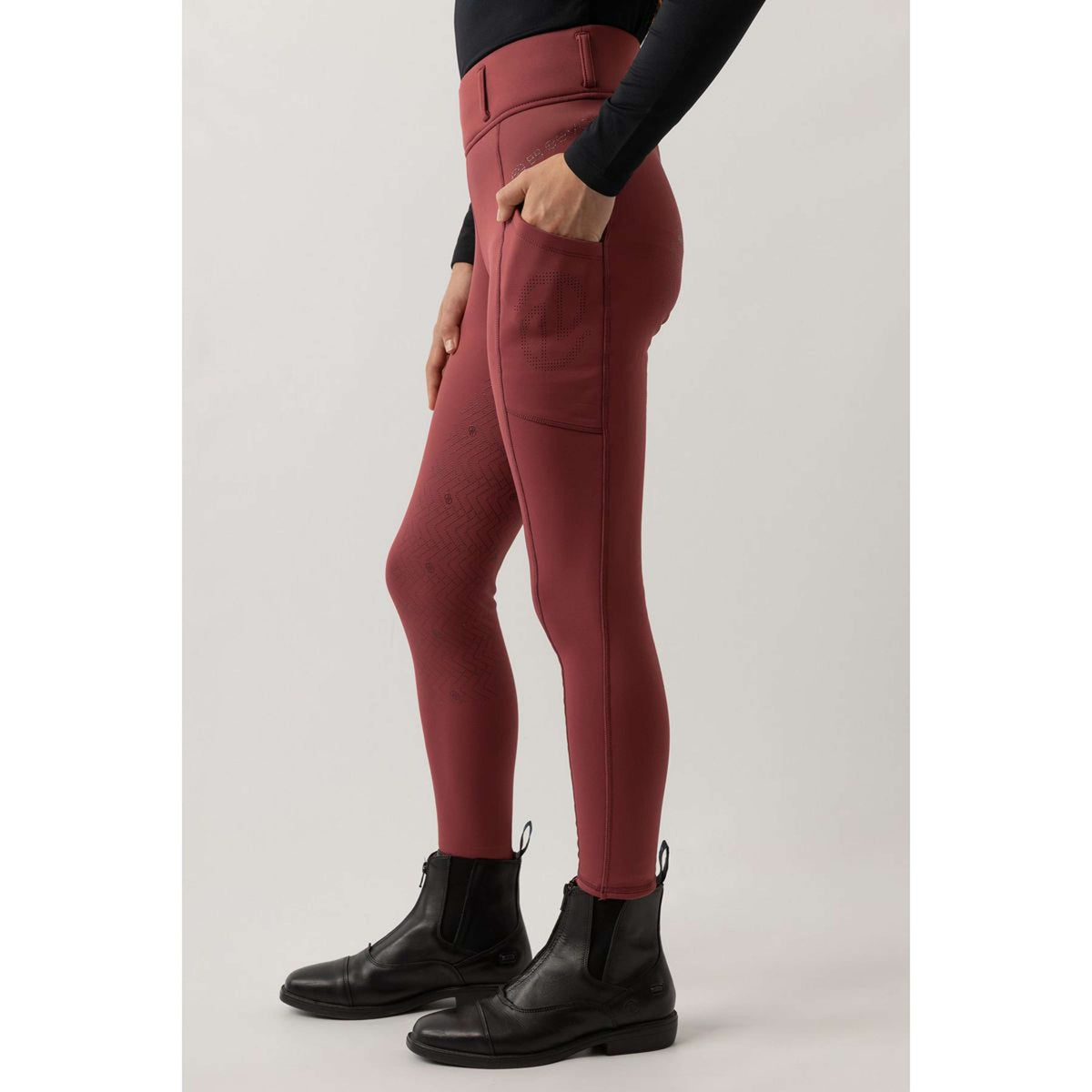 BR Legging d'Équitation Eevolv Lenny Full Grip Enfants Maroon Red