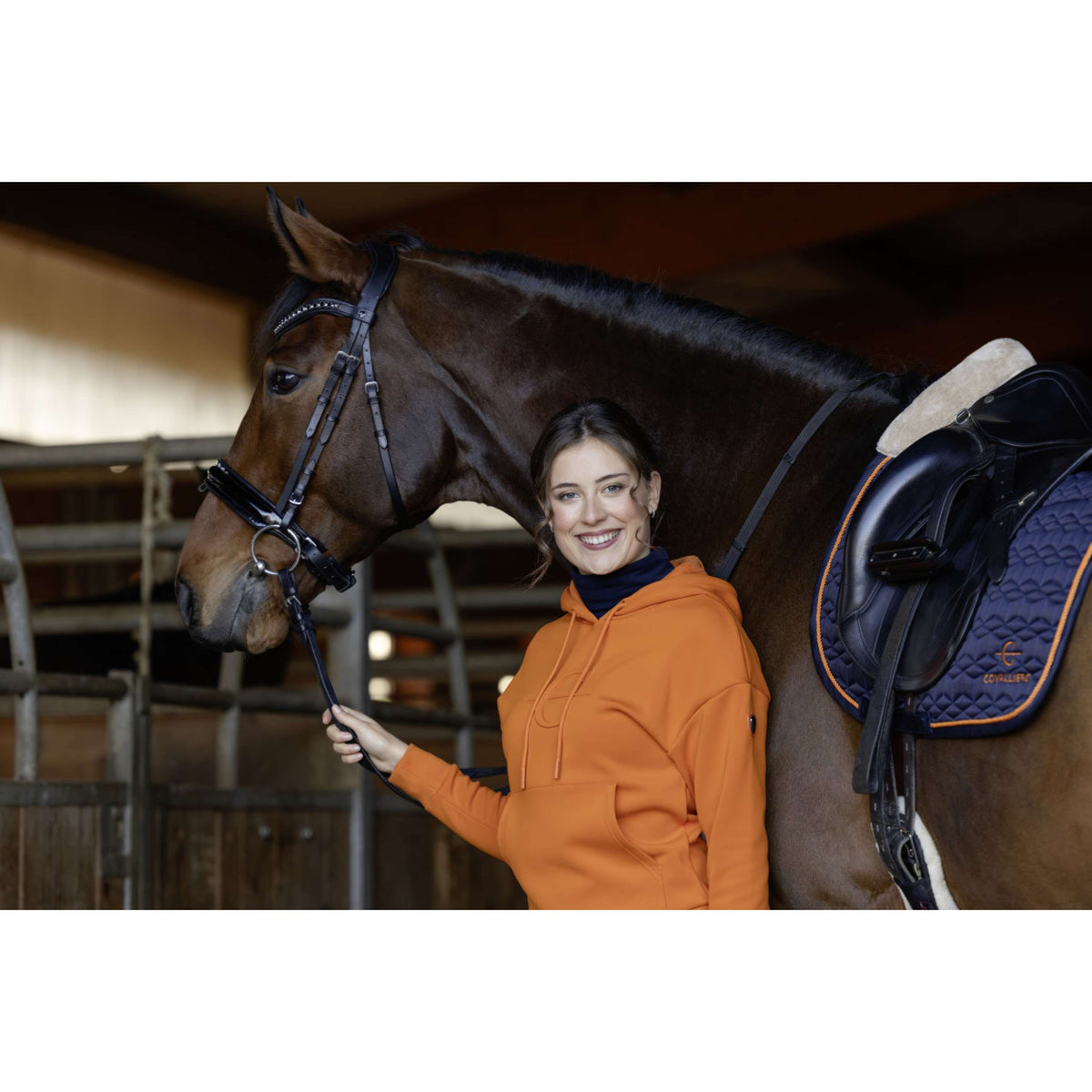 Covalliero Pull col Hoodie AW26 Orange