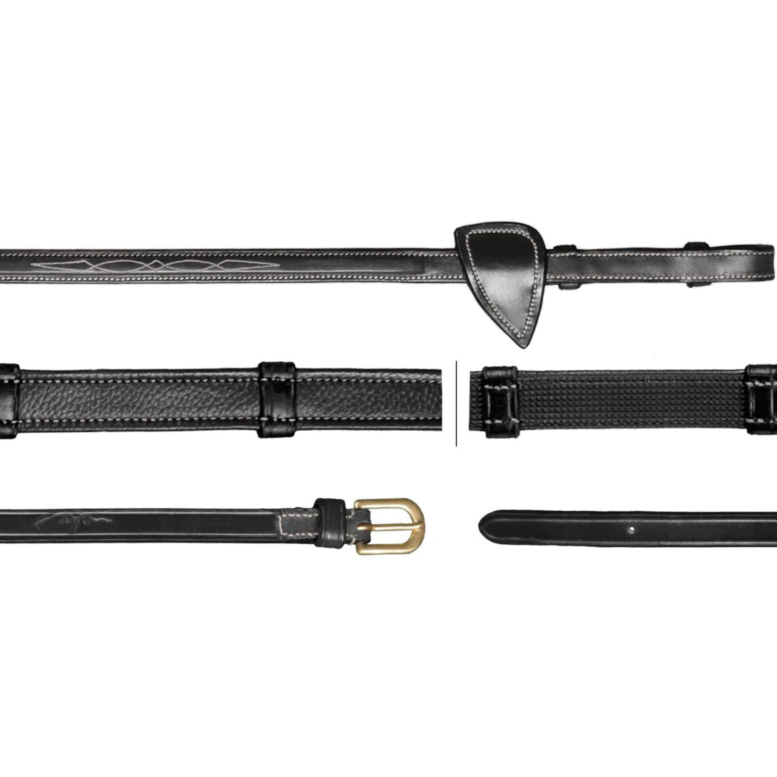 Dyon Rênes Hunter 5/8 avec Arrêts Cuir Noir