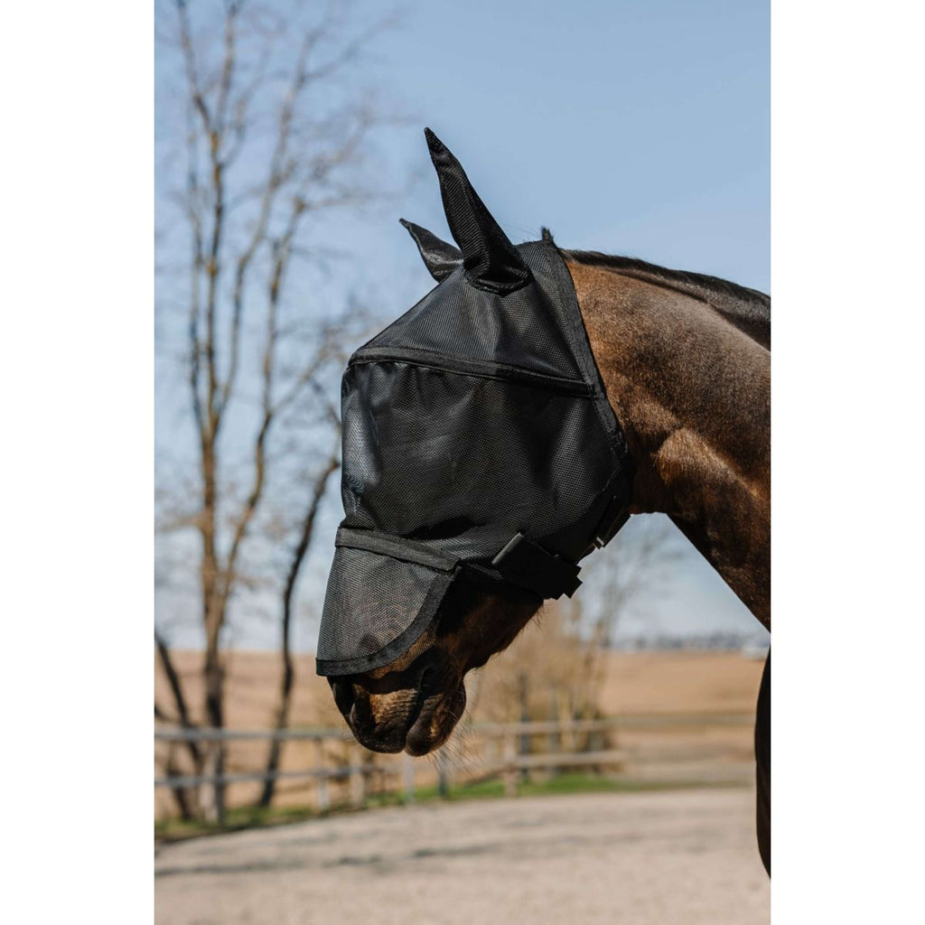 EQUITHÈME Masque Anti-Mouches Protec avec Protection UV Noir