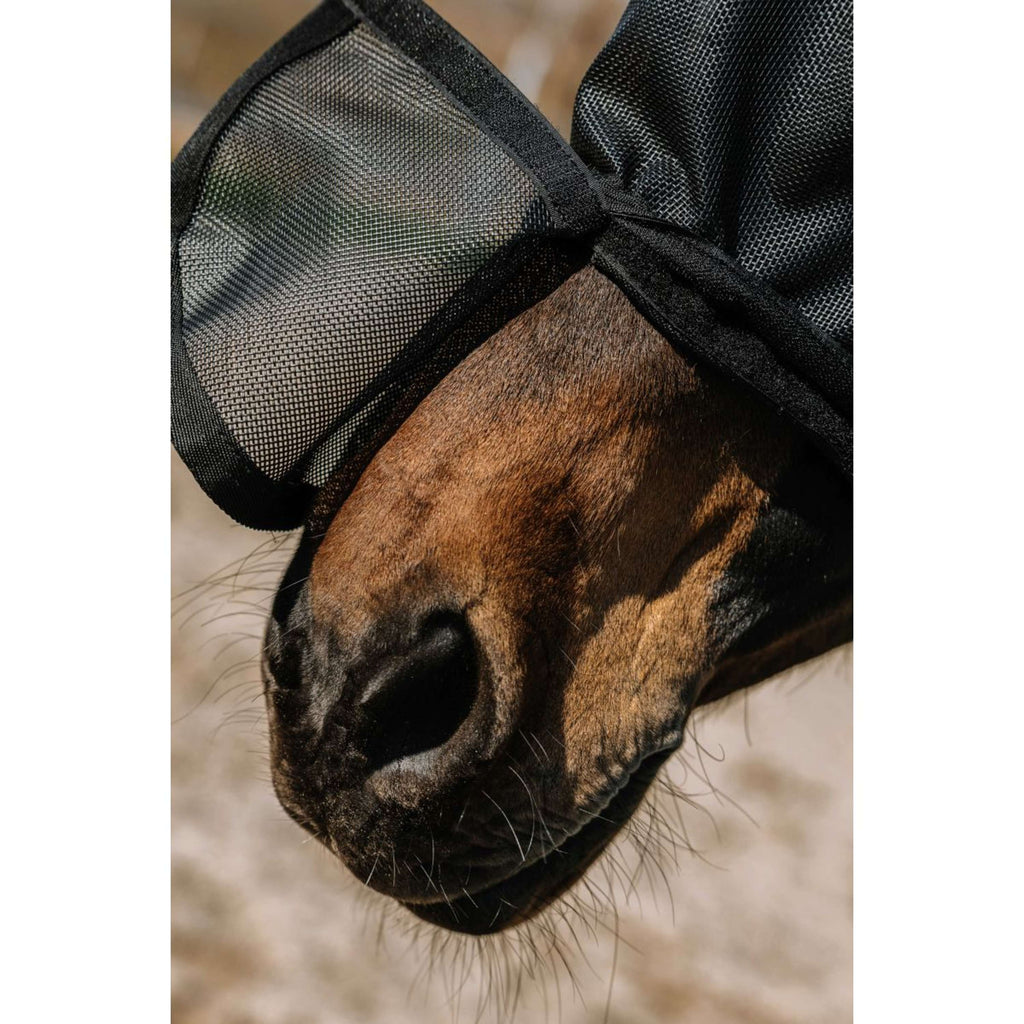 EQUITHÈME Masque Anti-Mouches Protec avec Protection UV Noir