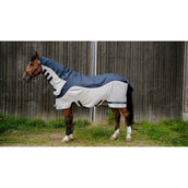 EQUITHÈME Couverture Anti-Mouches TYREX Combofly 600D avec Couvre-cou Navy Blue/Grey