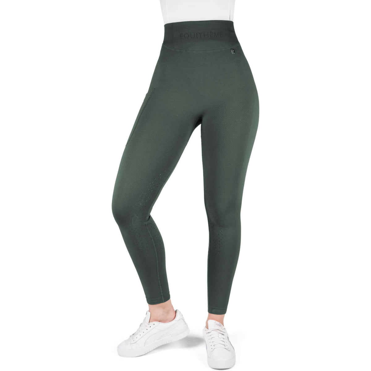 EQUITHÈME Legging d'Équitation Acacia Full Grip Khaki