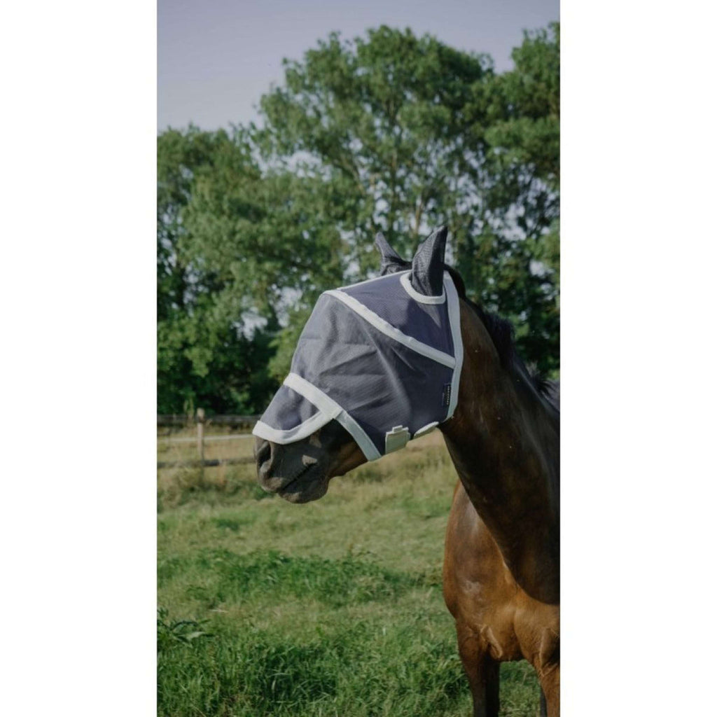 EQUITHÈME Masque Anti-Mouches Hoop avec Protection UV Marin