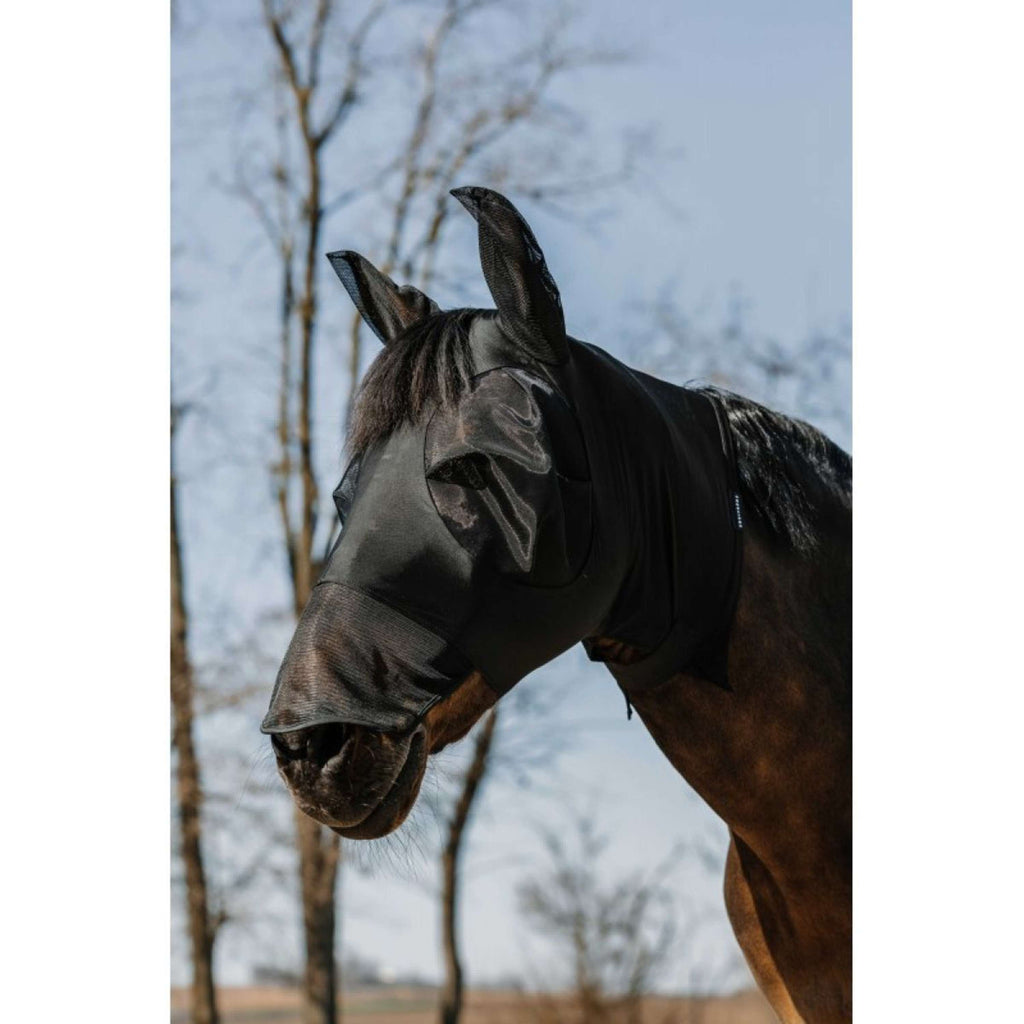 EQUITHÈME Masque Anti-Mouches Hood avec Protection UV Noir