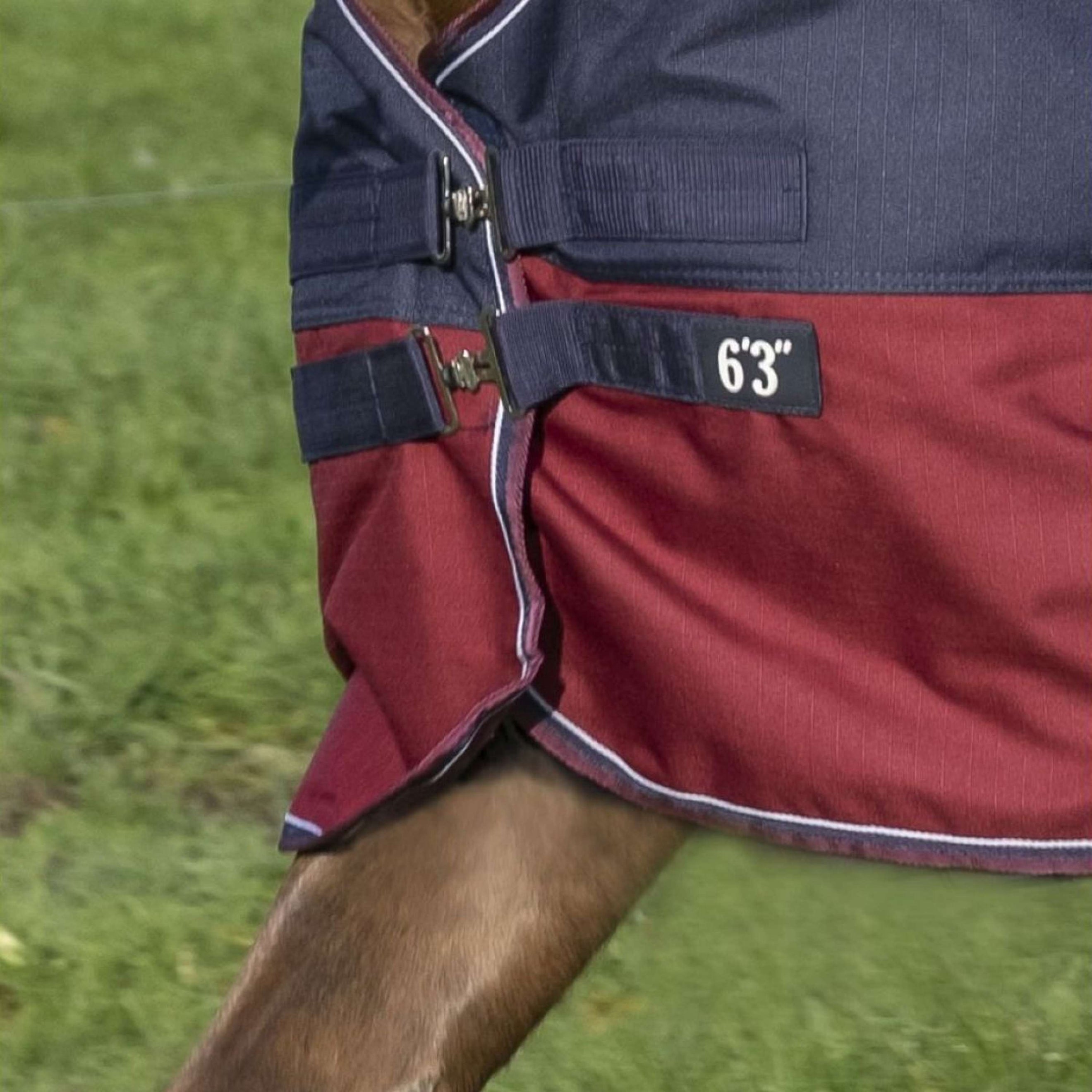 EQUITHÈME Couverture d'Extérieur Tyrex 1200D 50g avec Demi Cou Marine/Bordeaux EQUITHÈME Couverture d'Extérieur Tyrex 1200D 50g avec Demi Cou Marine/Bordeaux