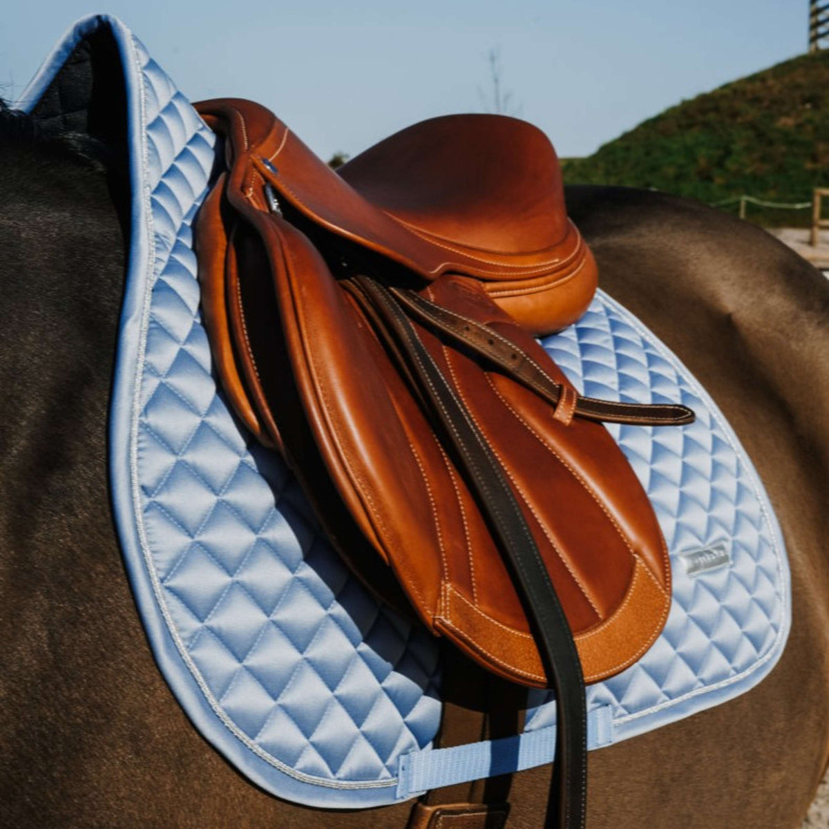 EQUITHÈME Tapis de Selle Nacre de Saut Bleu