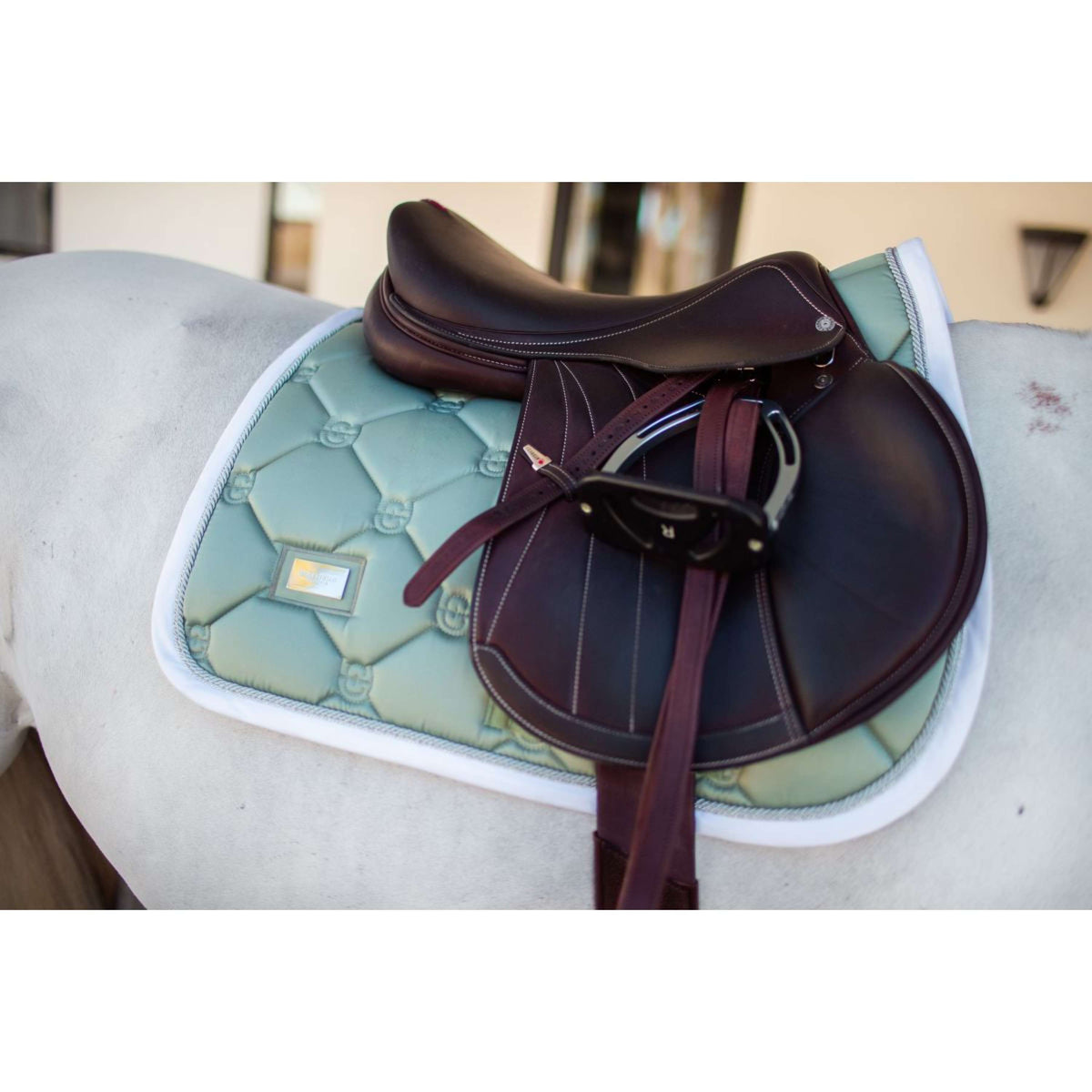 Equestrian Stockholm Tapis de Selle de Saut Pistachio White