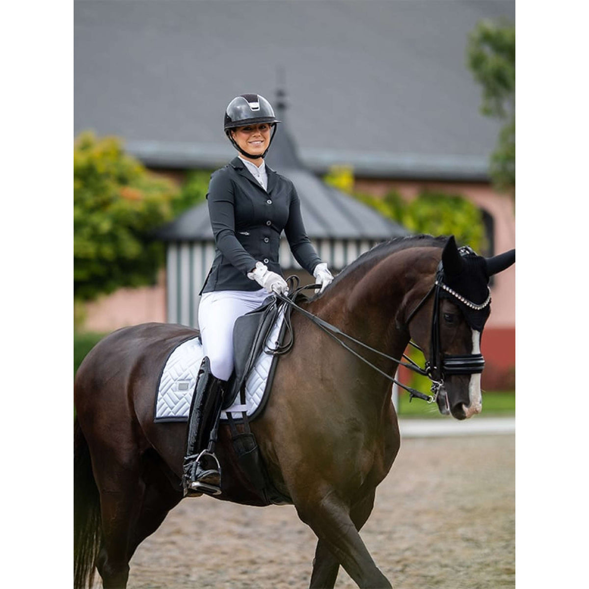 Equestrian Stockholm Tapis de Selle Modern Dressage Blanc/Noir