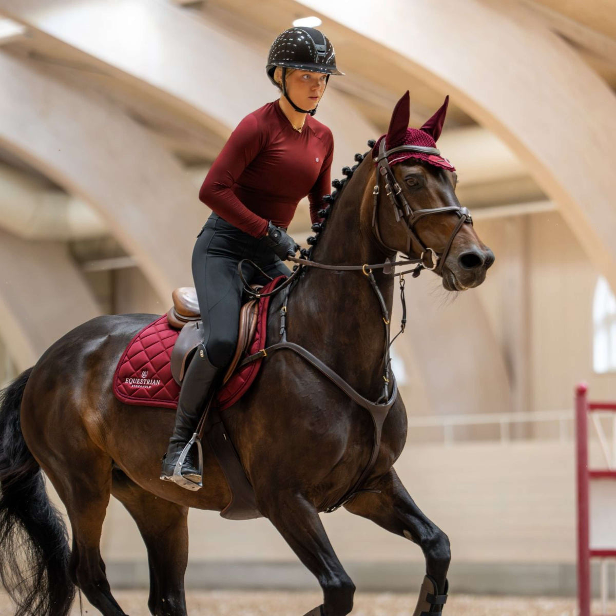 Equestrian Stockholm Tapis de Selle Line de Saut Bordeaux