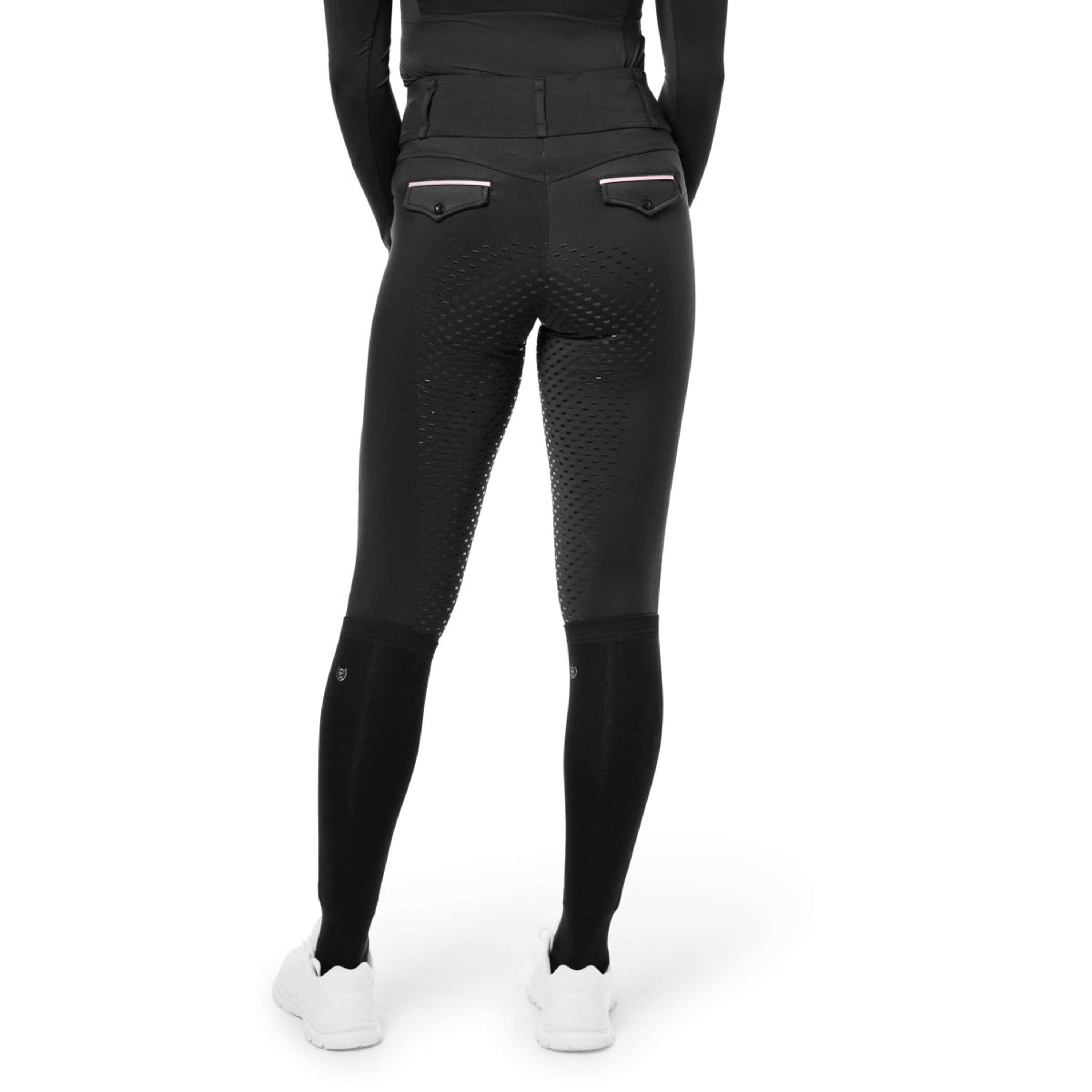 Equestrian Stockholm Legging d'Équitation Premium Full Grip Black & Pink Glimmer