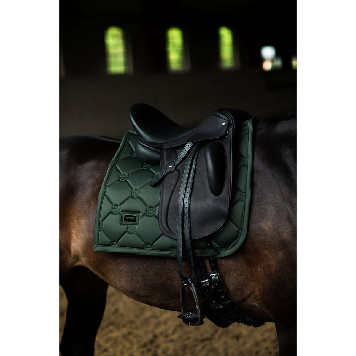 Equestrian Stockholm Tapis de Selle Satin Dressage Sycamore Green