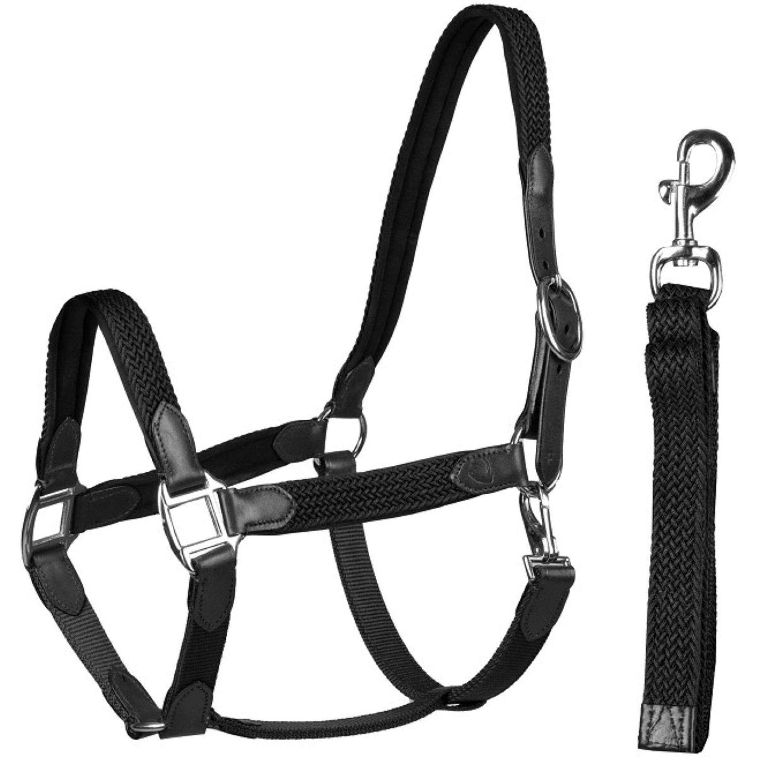 HORKA Ensemble Licol Cuir avec nylon tressé Noir HORKA Ensemble Licol Cuir avec nylon tressé Noir