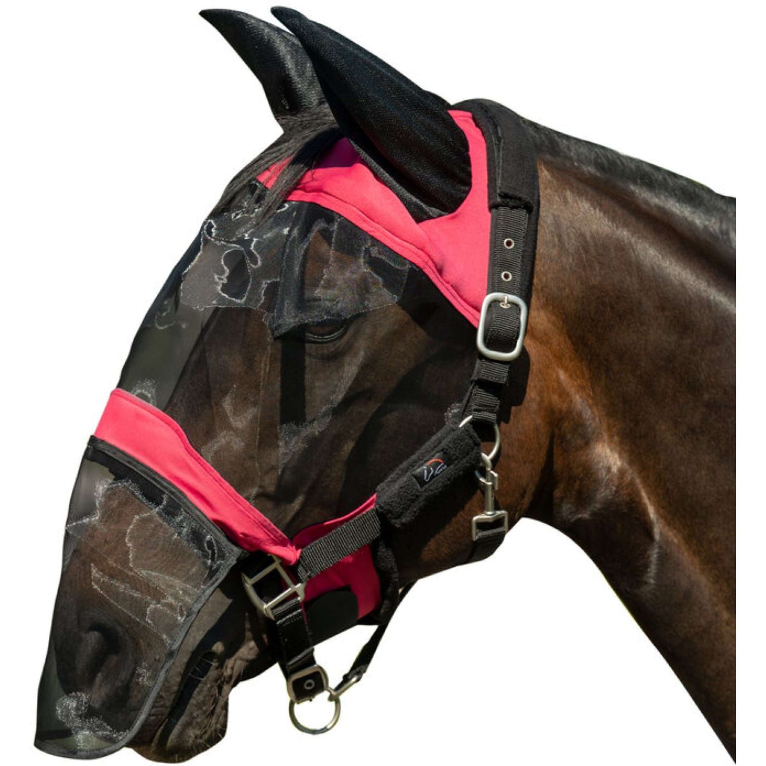 HKM Masque Anti-Mouches Premium Avec Filet Nez Magenta HKM Masque Anti-Mouches Premium Avec Filet Nez Magenta