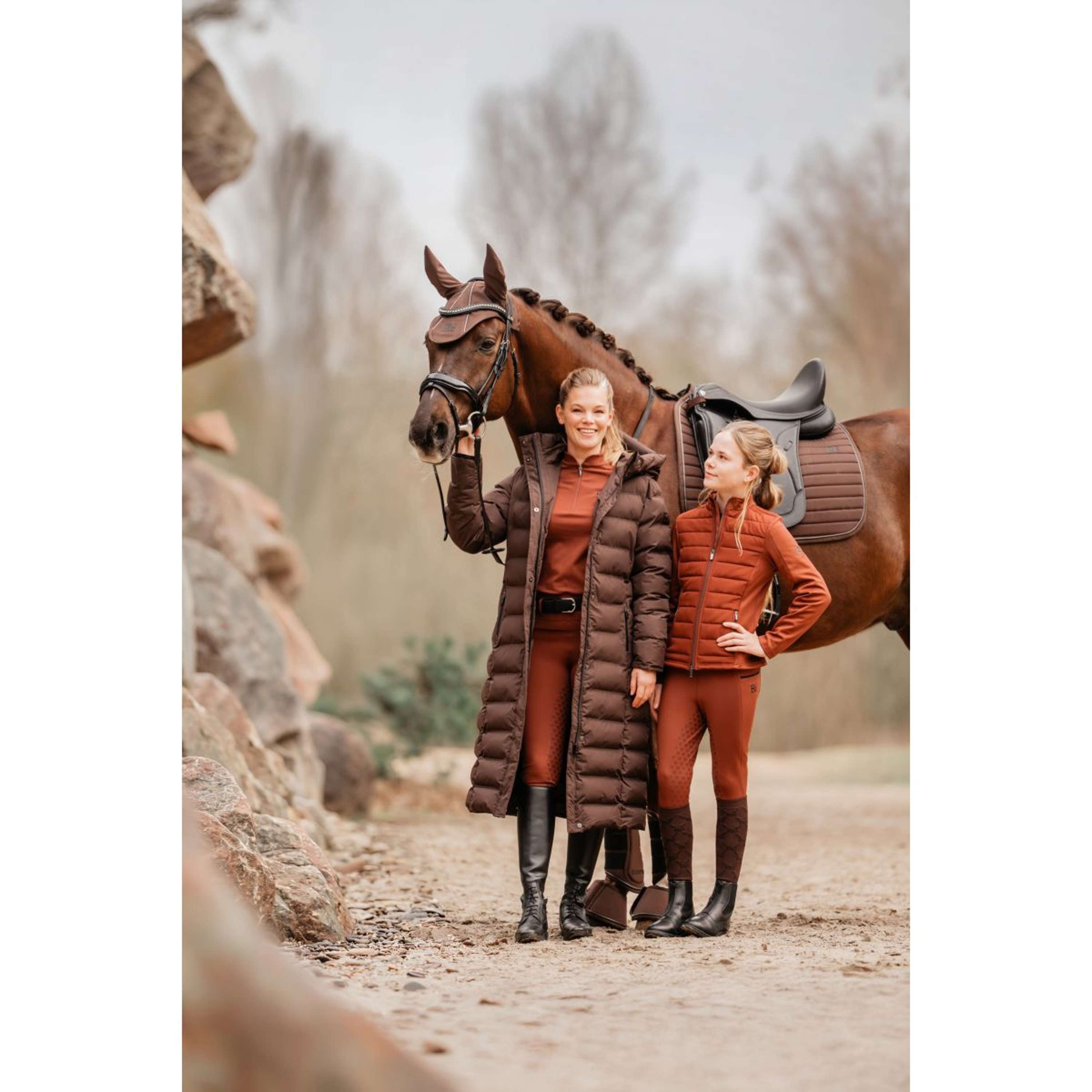 EQPRO Manteau Matelassé Long Eloise Chocolat