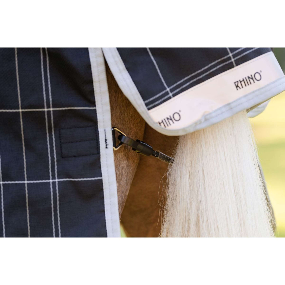 Rhino Wug Pony Turnout 250g Varilayer Black/Grey/White Check/Gray