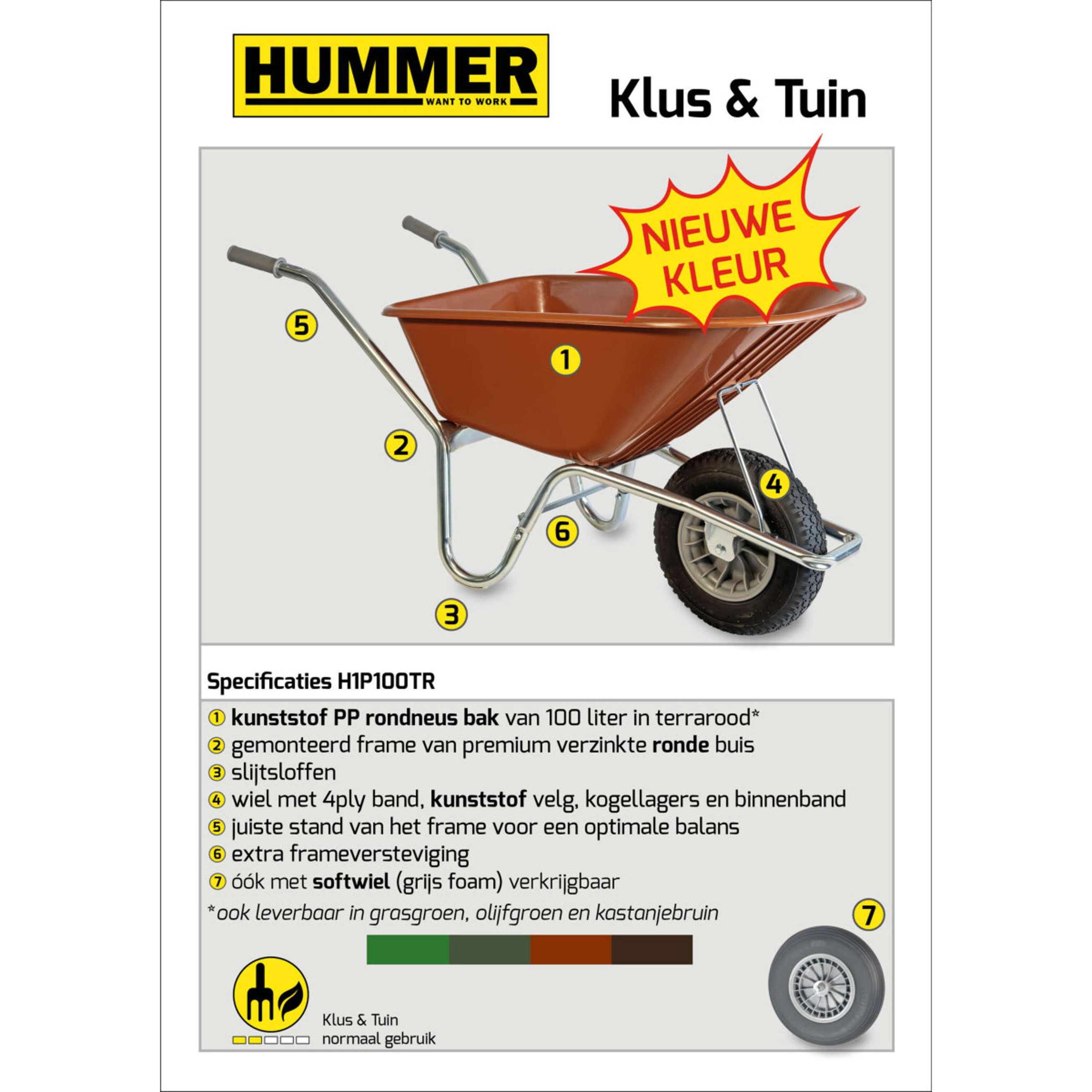 Hummer Brouette Pneu gonflable Terra Rounge Hummer Brouette Pneu gonflable Terra Rounge