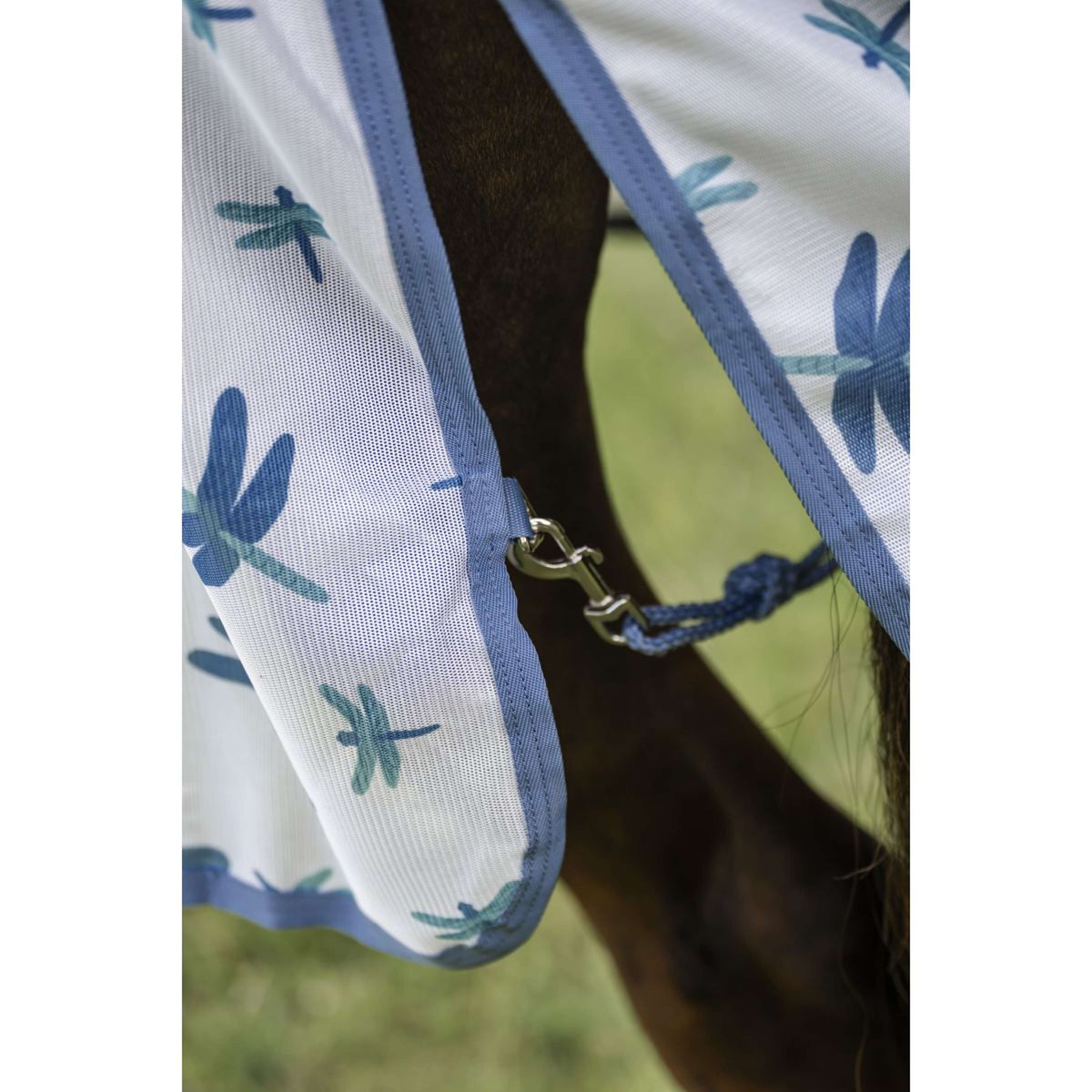 Amigo Couverture Anti-Mouches Pony Dragonfly Print/Silver/Blue/Sage