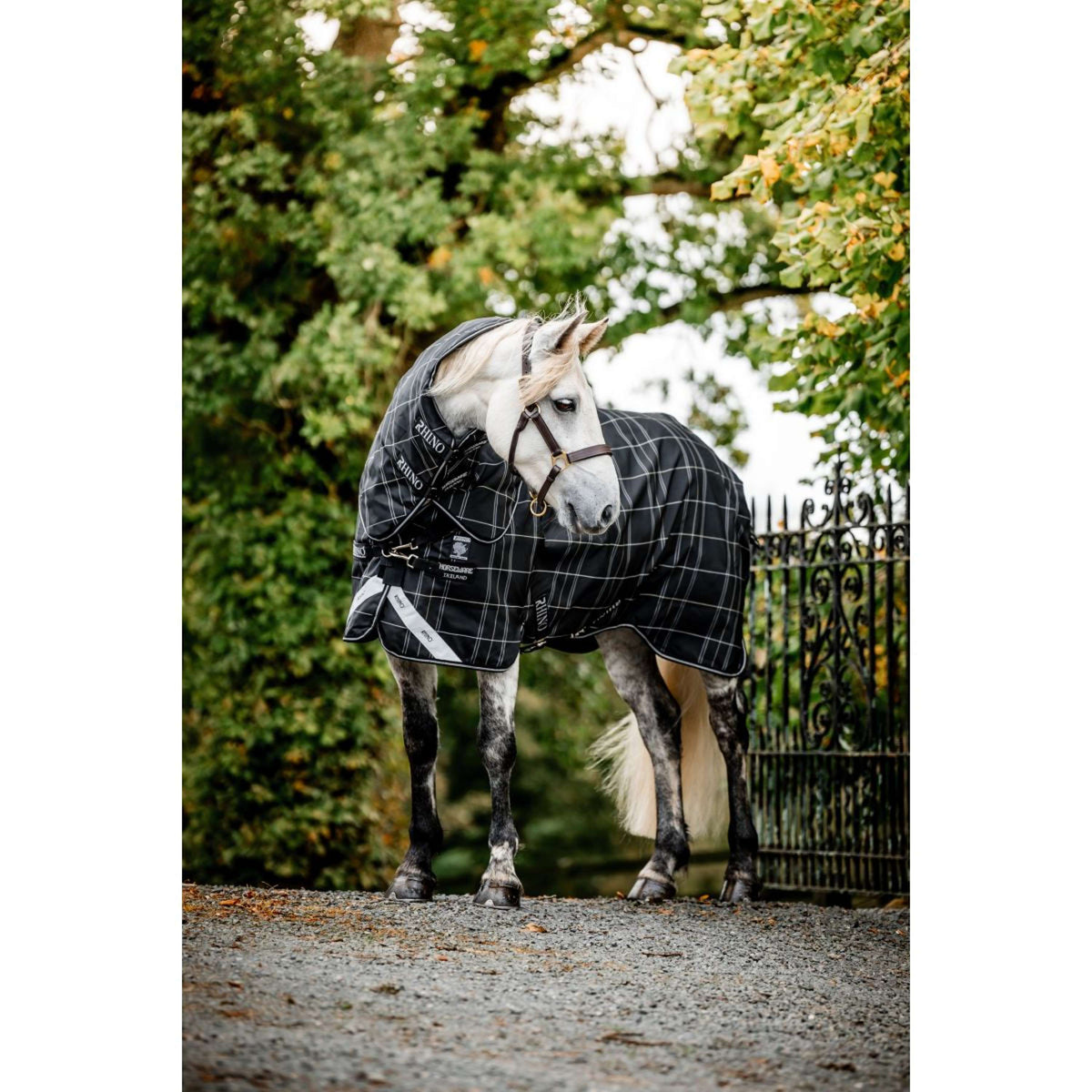 Rhino Chemise Turnout Plus Pony Bundle 0g + 200g Black Check/Noir/Blanc