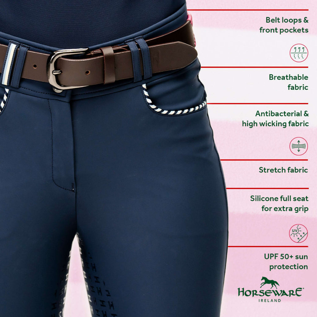 Horseware Pantalon d'Équitation Newmarket High Rise Full Seat Marine