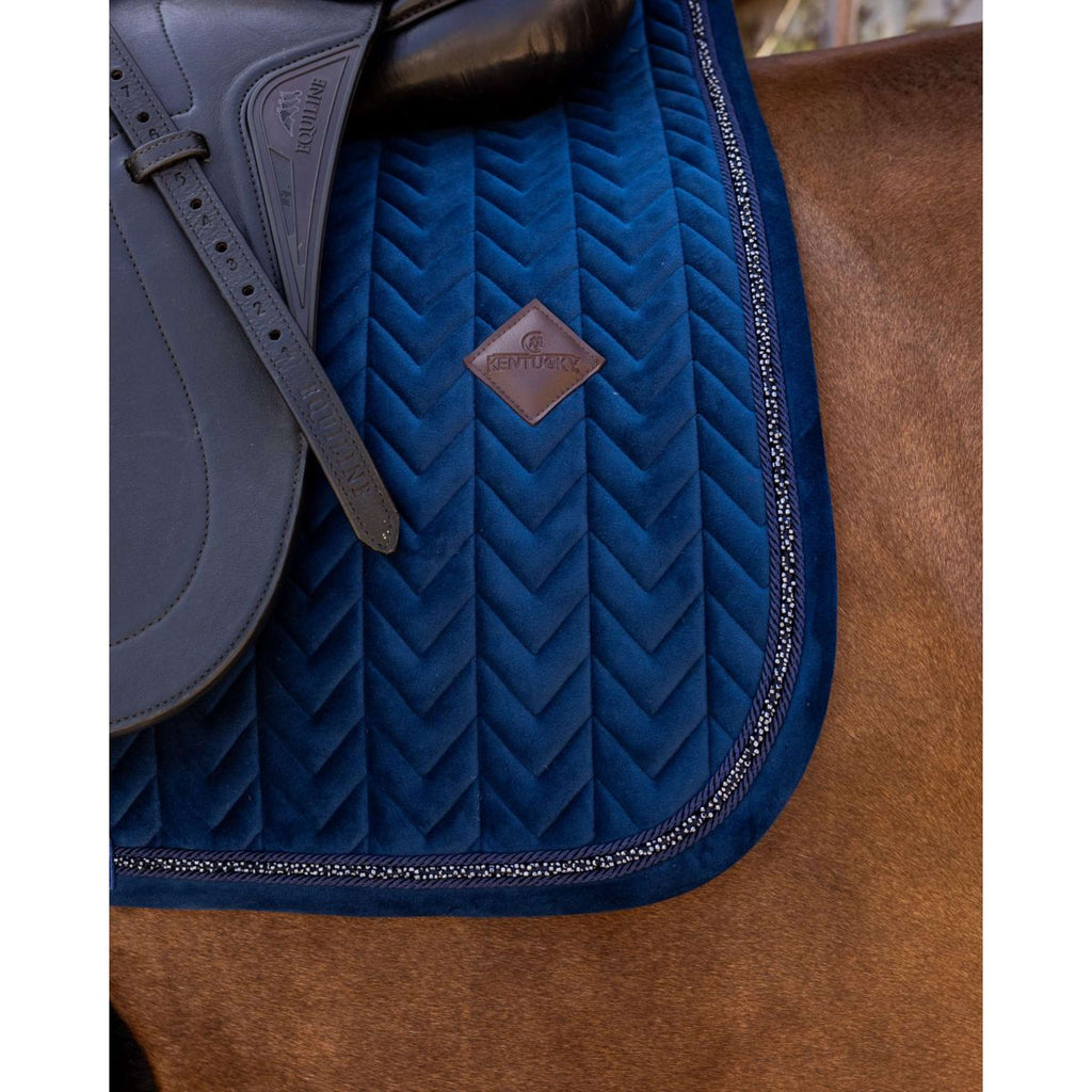 Kentucky Tapis de Selle Velvet Mini Pearls Dressage Marin