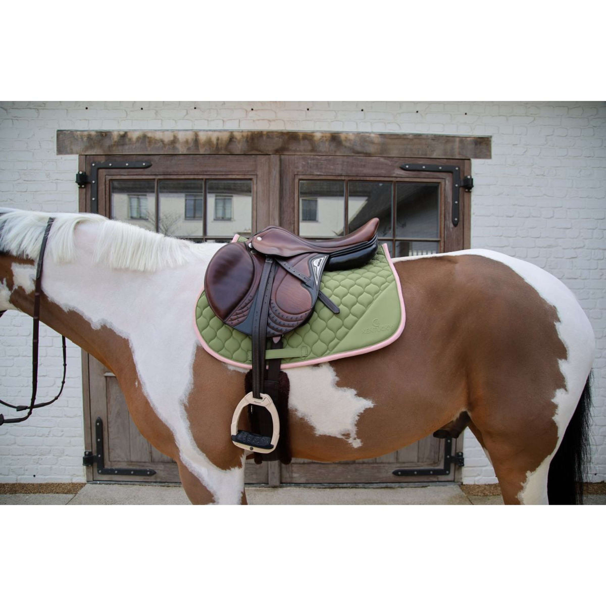 Kentucky Horsewear Tapis de Selle Softshell Onion Quilt de Saut Kaki/Vieux Rose