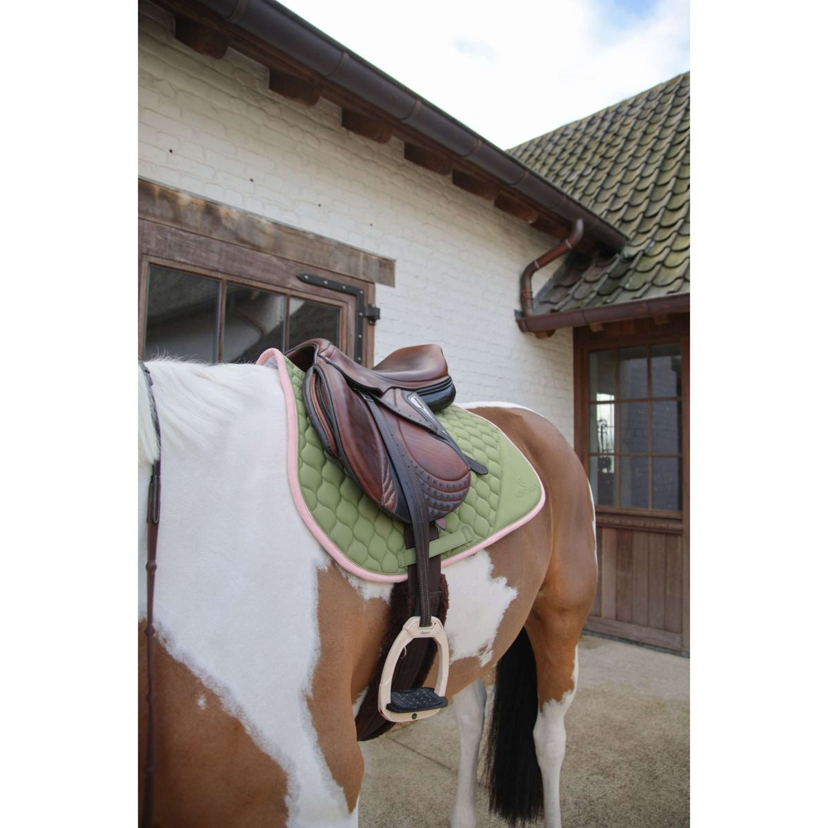Kentucky Horsewear Tapis de Selle Softshell Onion Quilt de Saut Kaki/Vieux Rose