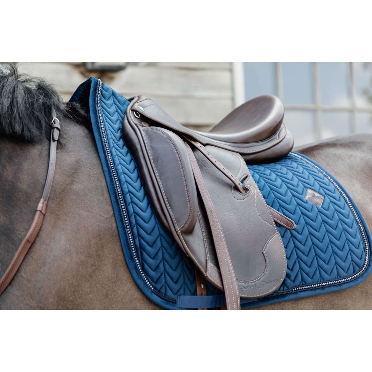 Kentucky Tapis de Selle velours Pearls Dressage Marin