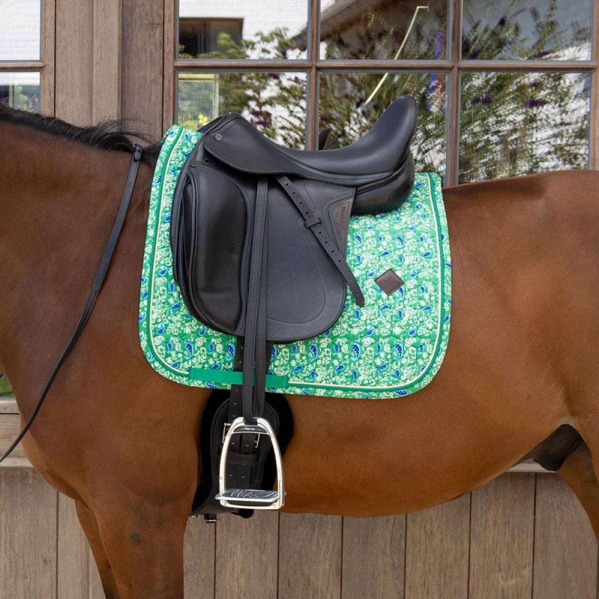 Kentucky Tapis de Selle Velvet Paisley Garden Dressage Vert/Marine