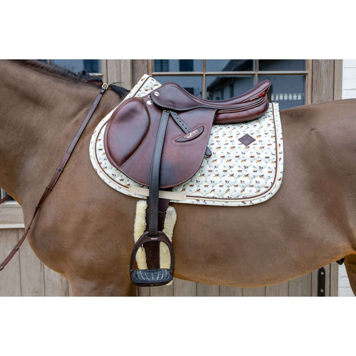 Kentucky Tapis de Selle Velvet Horse Printing Beige