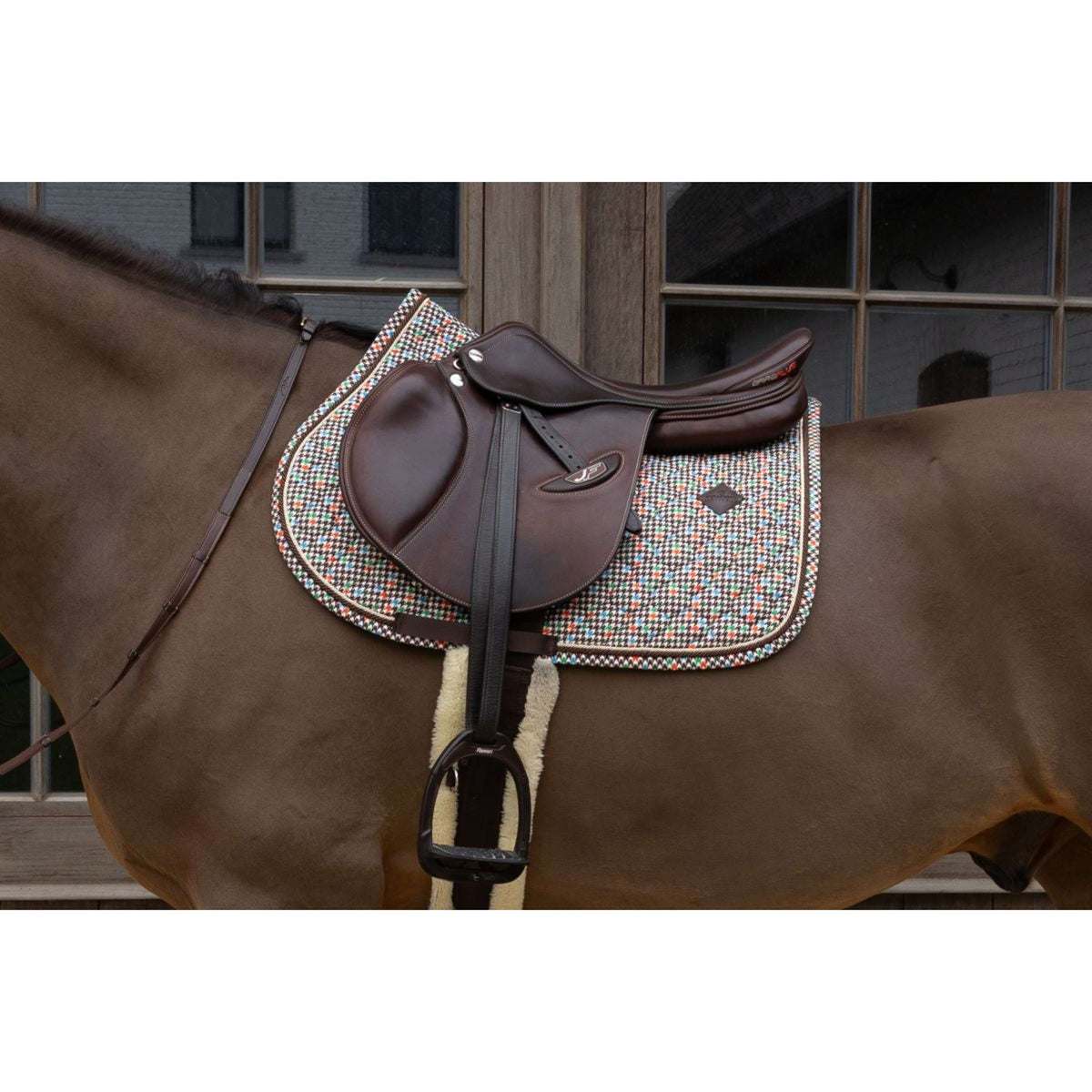 Kentucky Tapis de Selle Velvet Pied De Poule de Saut Marron
