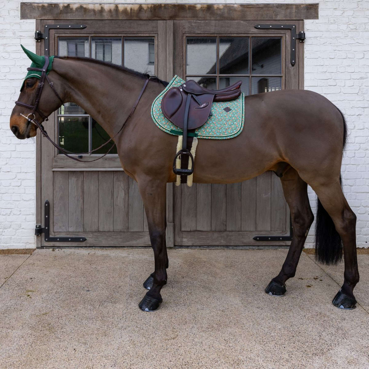 Kentucky Tapis de Selle Velvet Pied De Poule de Saut Vert foncé