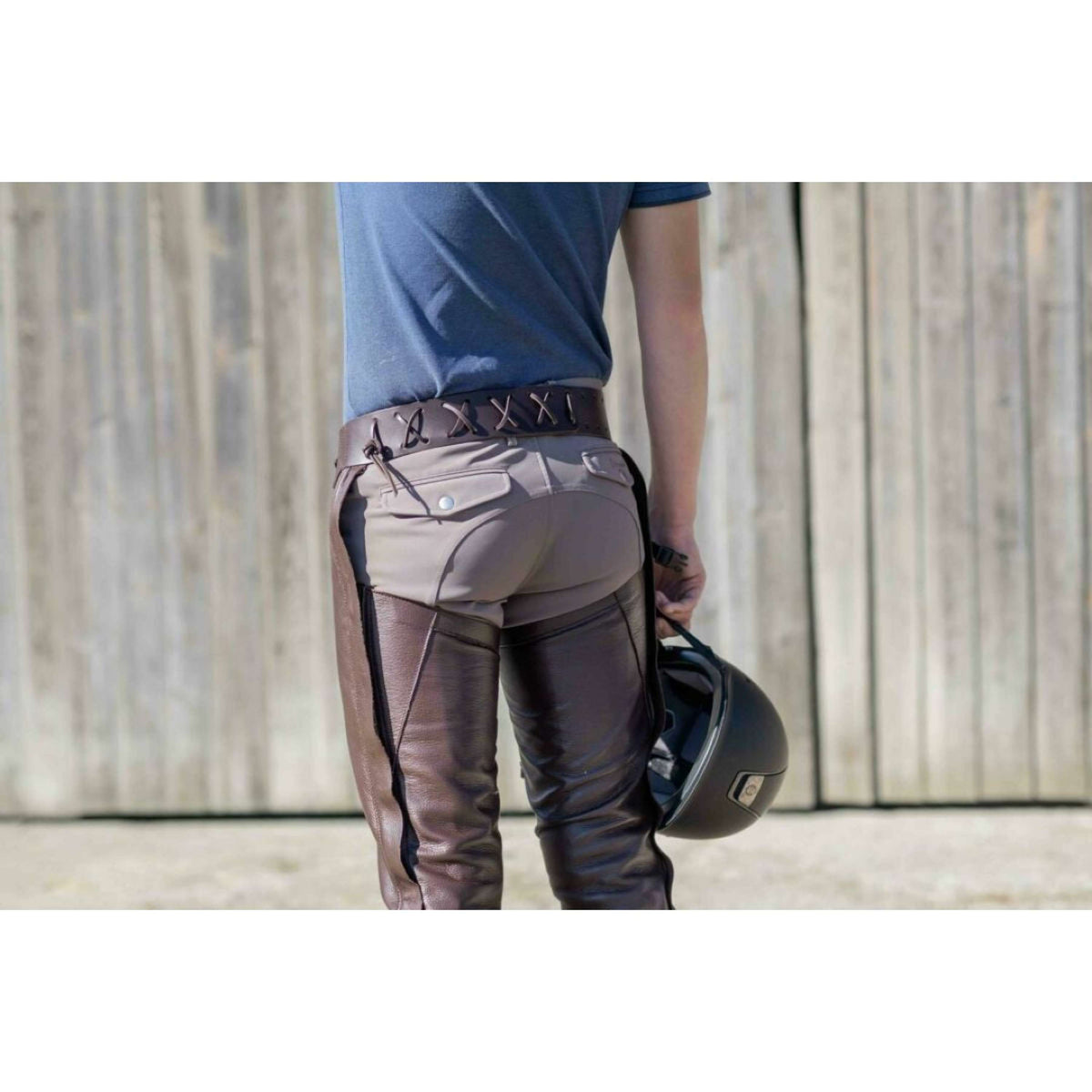 Dyon Longues Jambières en Cuir Standard Marron