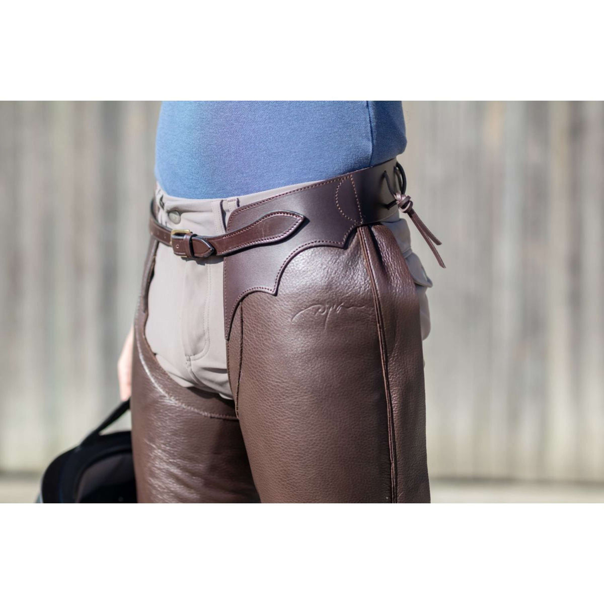 Dyon Longues Jambières en Cuir Standard Marron