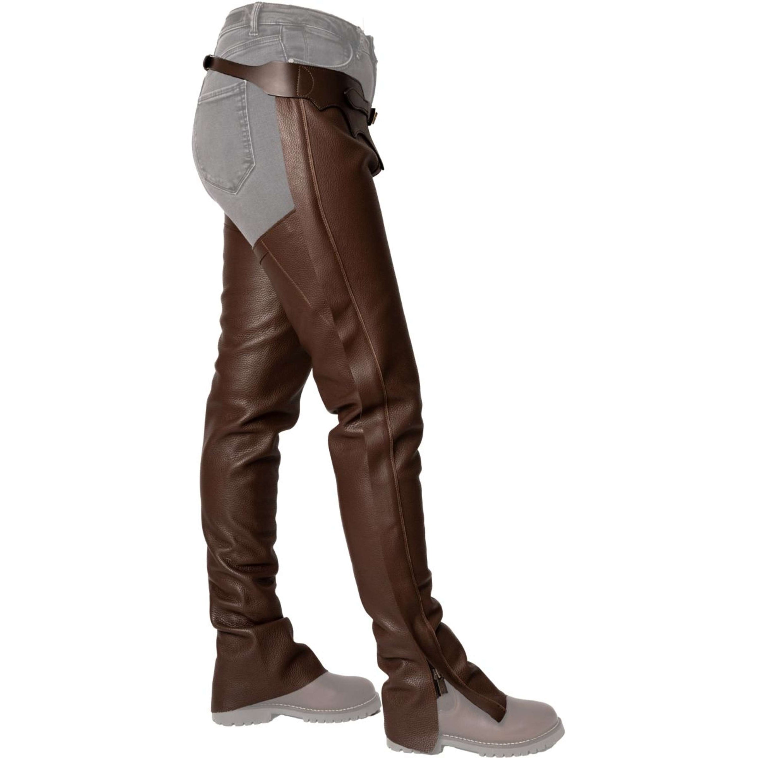Dyon Longues Jambières en Cuir Standard Marron