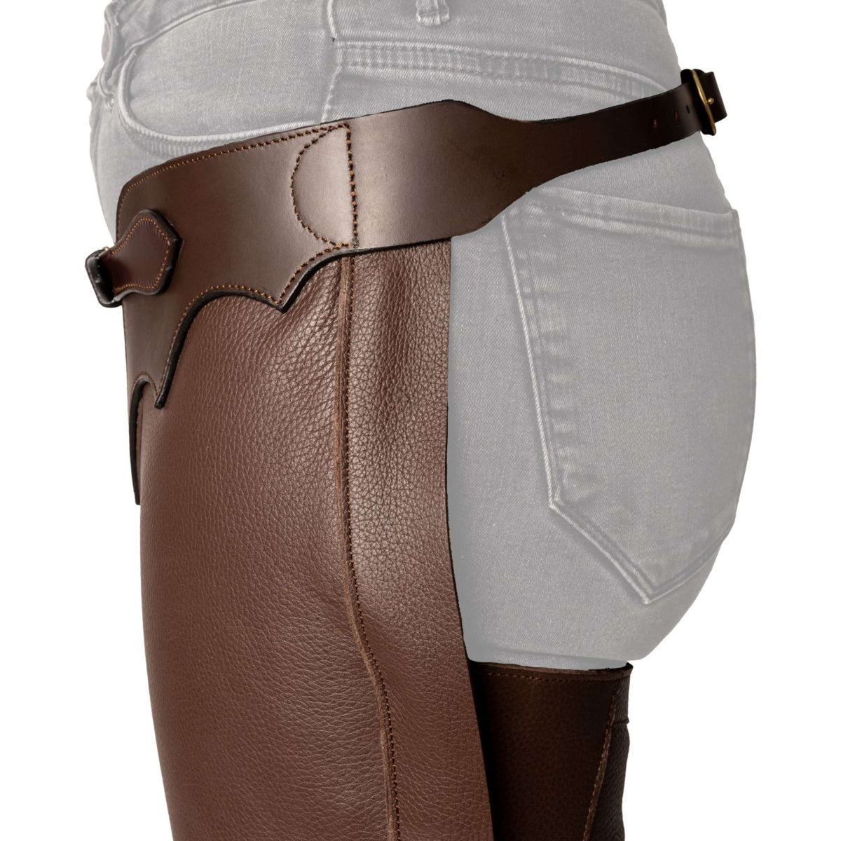 Dyon Longues Jambières en Cuir Standard Marron