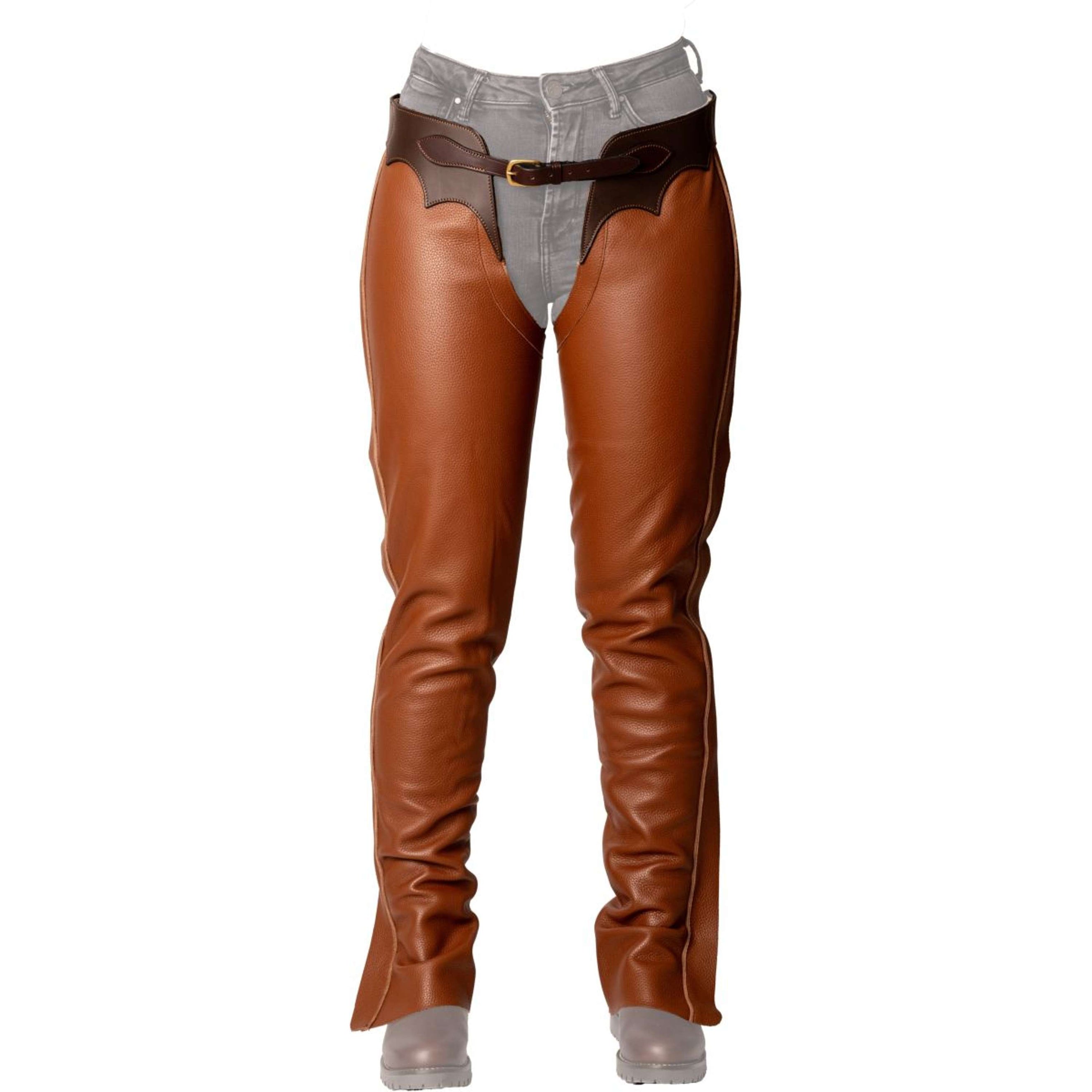 Dyon Longues Jambières en Cuir Standard Cognac