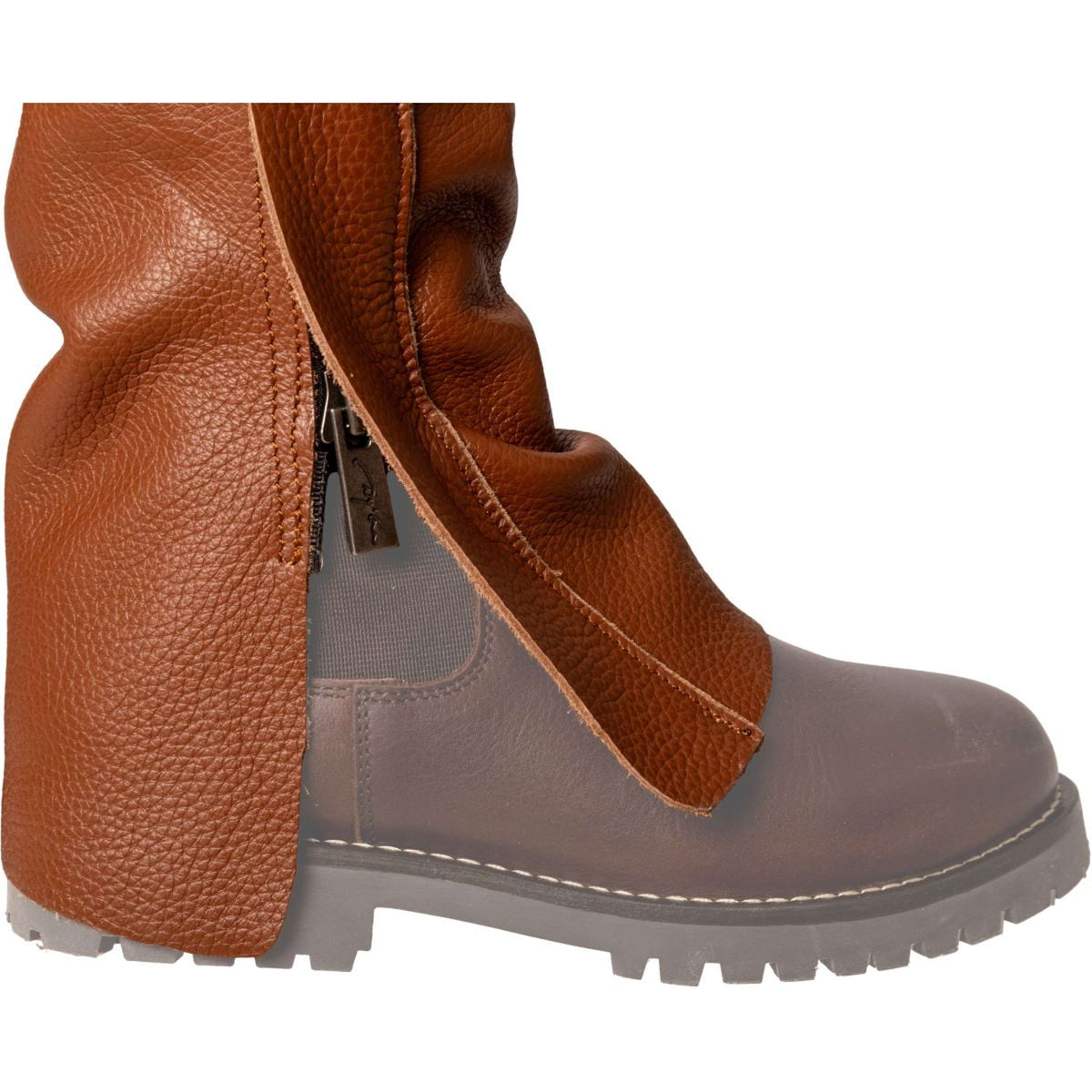 Dyon Longues Jambières en Cuir Standard Cognac