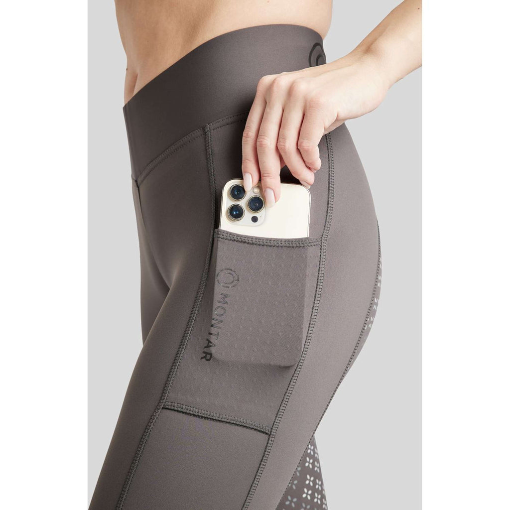 Montar Legging d'Équitation Selena Pull On Full Grip Gris