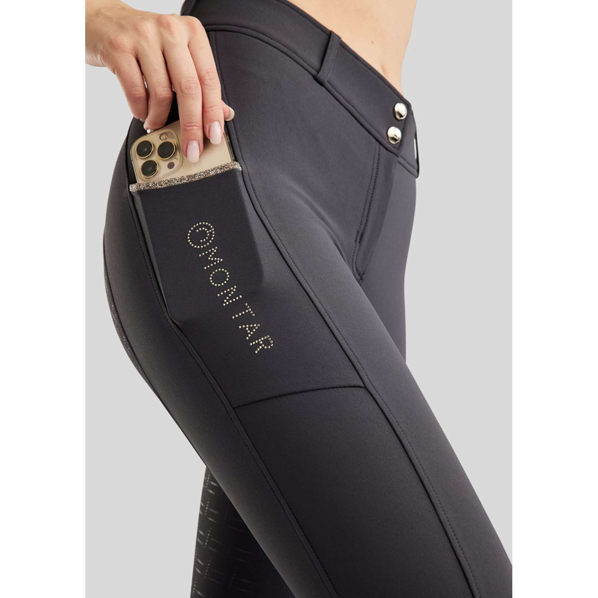 Montar Pantalon d'Équitation MoLila Champagne Crystals Full Grip Slate Grey