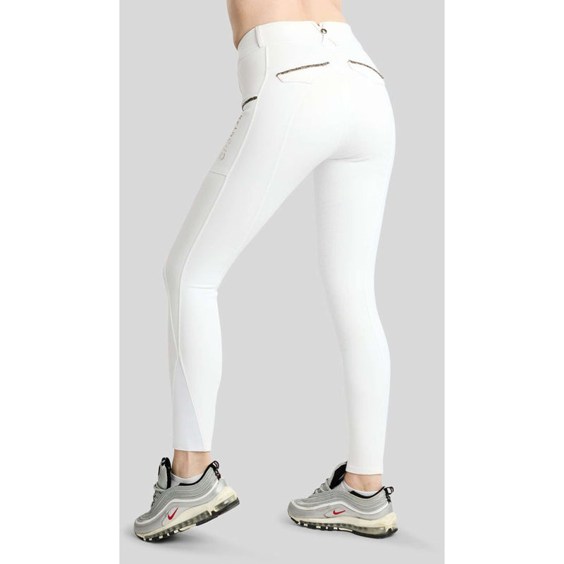 Montar Pantalon d'Équitation MoVeronica Golden Quartz Full Grip Blanc